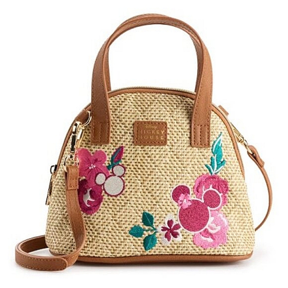 NWT! Disney Mickey Mouse Mini Woven Straw Tropical  Crossbody bag Purse